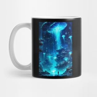 Fantasy bioluminescent jellyfish Mug